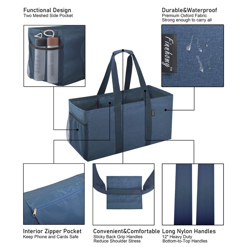 Finnhomy 42L Extra Large Utility Tote Bag, Oxford Fabric Reusable