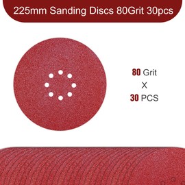 Sandpaper 225 mm Velcro 80 Grit Pack of 30 Sanding Discs for 8 Holes Drywall Sanders Ceiling Sanders Sanding Discs