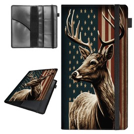 Car Registration and Insurance Holder,Leather Vehicle Glove Box Organizer Wallet for Document,Perfect for any Car,Truck,Motorcycle,Driver License,Trailer or Boat,Men & Women,American Deer Flag Pink