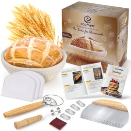 Banneton Bread Proofing Basket, 9inch Round Sourdough Starter Kit, Sourdough Bread Baking Supplies and Baking Accessories, Banneton Basket Gift Set