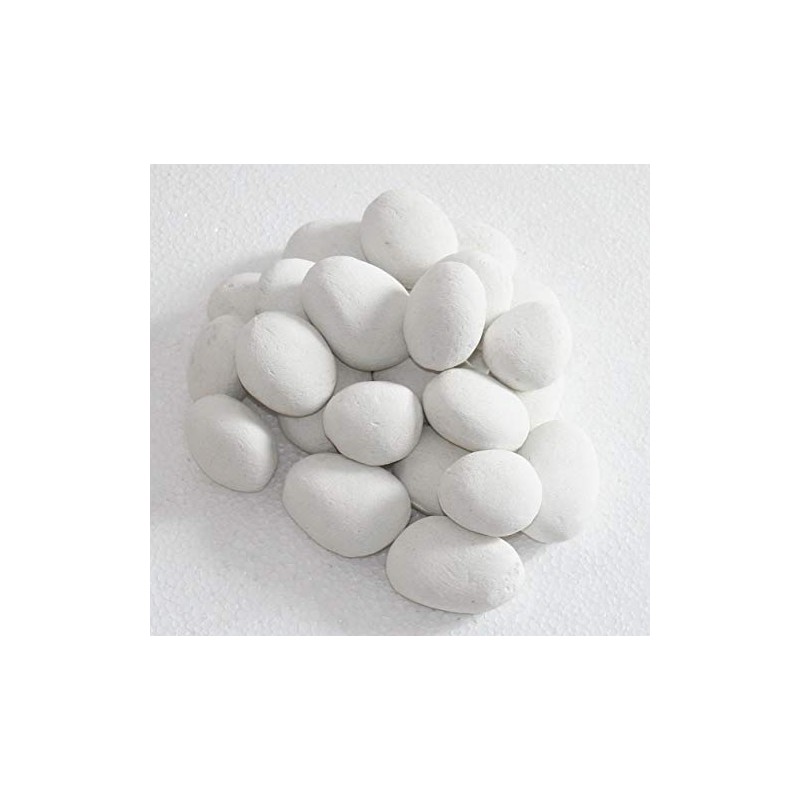 HMB 24 Pcs White Stone-Like Ceramic Pebble for Gas Fireplace