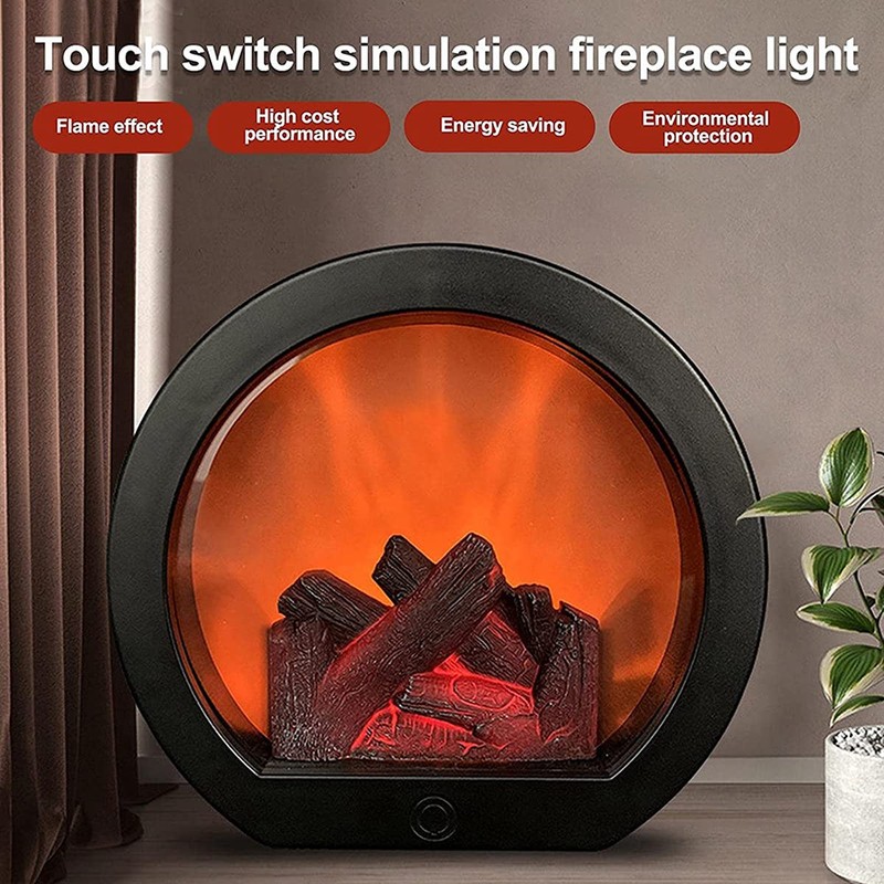 Peakloong Flameless LED Fireplace Lantern Simulation LED Table Fireplace LED