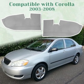 VKGUG 2PCS Front Door Panel Armrest Cover Replacement Compatible with Toyota Corolla 2003-2008 Left and Right Leather Arm Rest Replaced Skin Upholstery Gray (Only Leather Part)