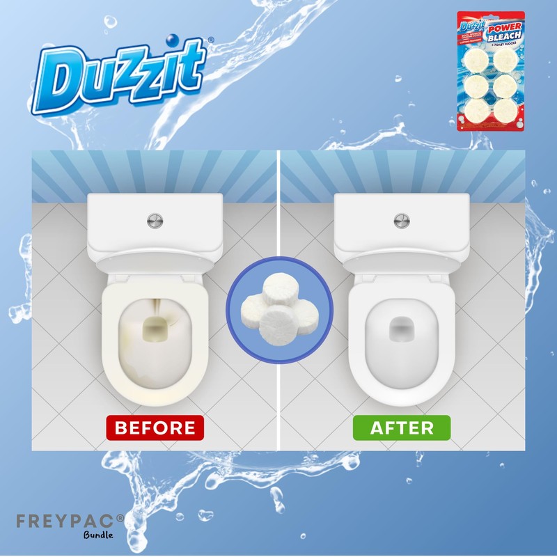 Duzzit Power Bleach Toilet Block White, Loo Deodoriser, Cistern Block,