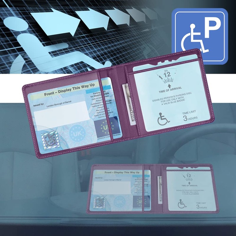 OFFCUP Disabled Badge and Timer Holder, PU Leather Disabled Badge