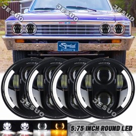 JESUO For Chevy Impala El Camino 4Pcs 5.75" 5 3/4" LED Headlights Hi/Lo Sealed Beam