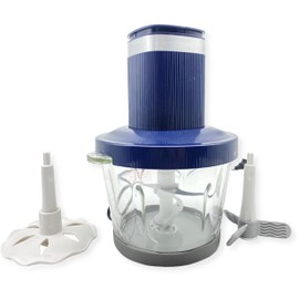 Aucma SL23U16 Food Chopper, 1.8-2L Capacity, ABS Housing, 2-speed Adjustment, Tempered Glass Bowl, 220V/50Hz, 300W, Electroplating Strip Lid