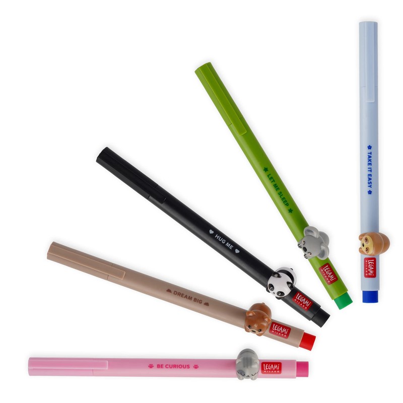 Legami - Gel Pen with Decorative Animal, Prevents Rolling, Red