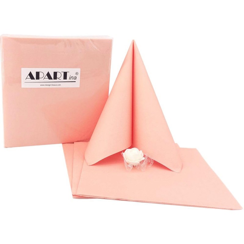 50 Apartina Napkins Fabric-Like Airlaid, Plain, Peach, Size 40 x