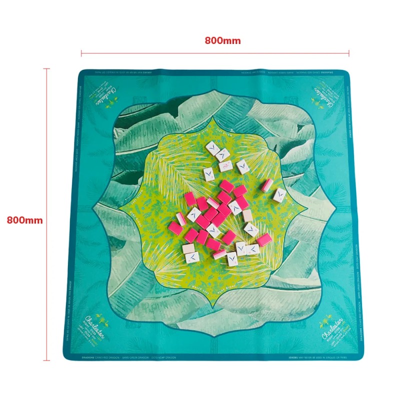 Aesthetic Watercolor Mahjong Mat, Durable & Easy Clean Blue-Green Game
