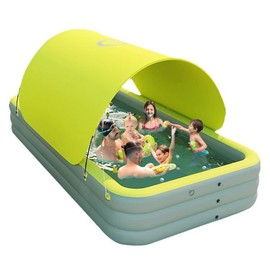 Nuwani 9FT Large inflatable Swimming Pool with Canopy for Kids, Adults, and Pets - Kiddie Pool - Portable, Durable, Foldable, Sun Shade, Perfect for Backyard and Outdoor Water Activities,Easy Set Pool