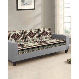 Native American Western Sofa Couch Cushion Covers Washable, Removable Stretchable Sectional Couch Covers Slipcovers for L & T Shape Sofa Furniture Protector S Size 3 pcs Southwest Mexican Boho Brown