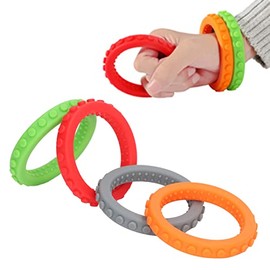4 Pulseras para Mordedores de bebé, Juguetes Sensoriales para la Dentición, Silicona, Refrigerable, Alivio de Las Encías, Juguete de Desarrollo Temprano