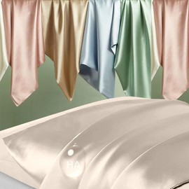 Silk Body Pillow Cases, Mulberry Silk Body Pillow Cover with Zipper, Smooth, Anti Acne, Cooling Sleep Both Sides Natural Silk Satin 20x54 Body Pillowcase, Gifts for Women Men, Beige