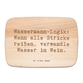 Mr. & Mrs. Panda Breakfast Board Saying Aquarius Logic - Gift, Creativity, Wooden Chopping Board, Breakfast Board, Creative