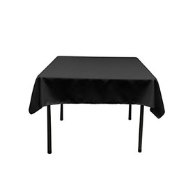 LA Linen Polyester Poplin Washable Square Tablecloth, Stain and Wrinkle Resistant Table Cover 58x58, Fabric Table Cloth for Dinning, Kitchen, Party, Holiday 58 by 58-Inch, Black