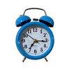 Retro Twin Bell Mini Alarm Clock, Analog Quartz Display, Blue
