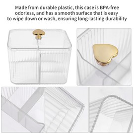 HFZRZFH Qtips Holder Dispenser 3-Section Apothecary Jar Cotton Ball Swabs Clear Organizer for Bathroom Vanity Storage Cosmetics for Vanity