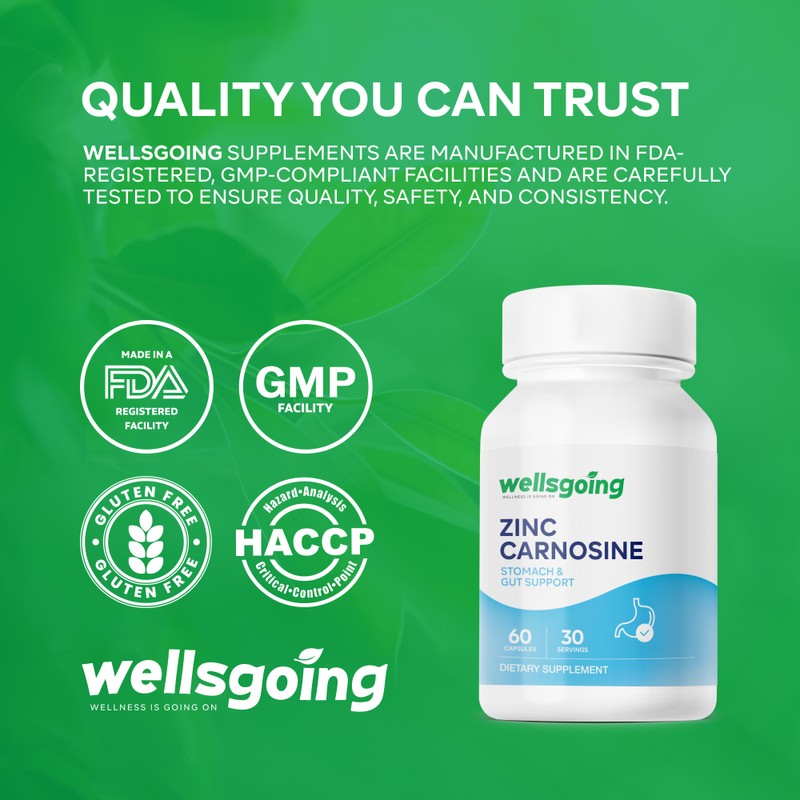 Wellsgoing Zinc Carnosine 75mg – Gut Lining & Stomach Support