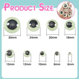 TOAOB 200pcs Glow in The Dark Wiggle Googly Eyes Self Adhesive Luminous Googly Eyes Assorted Sizes Plastic Sticker Eyes for DIY Crafts Scrapbooking Decoration