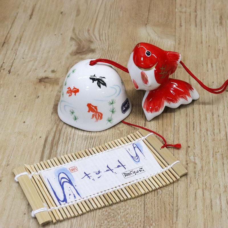 Yakushi Kiln Wind Chime, Suzukaze, Goldfish (Red)