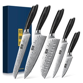 HOSHANHO 5 Pieces Knife Set, Professional Powder Steel Chef Knife Set, Ultra Sharp Japanese Kitchen Knives Set with Ergonomic Pakkawood Handle