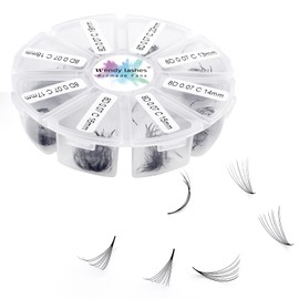 Ready-to-Use Fan Eyelashes, Fan Eyelashes, 8D, Pack of 500, 13-20 mm, C Curl, 0.07 mm, Premade Volume, Fans Eyelashes, Fans, Ready-to-Use Fan Eyelash Extension (500-8D-0,07-C-13-20)