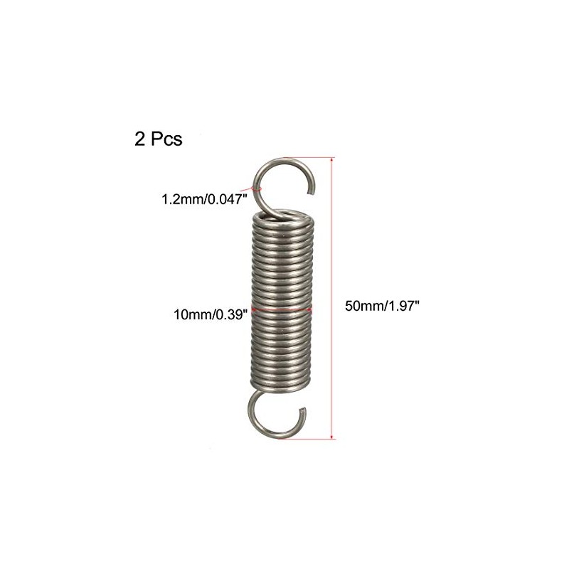 sourcing map Extended Tension Spring Wire Diameter 0.047", OD 0.39",