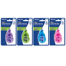 BAZIC Products Correction Tape 5 mm x 236", Mini Instant Corrections, Easy to Use Applicator Tapes Roller White Out for Office School & Home, 4-Pack