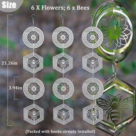 Leafcraft 12Pcs Bird Scare Discs Set Reflective 3D Stainless Steel Wind Spinner Outdoor Garden Hanging Decor, Bird Devices Deterrent Reflectors to Scare Birds Away from Yard Patio (Flower and Bee)