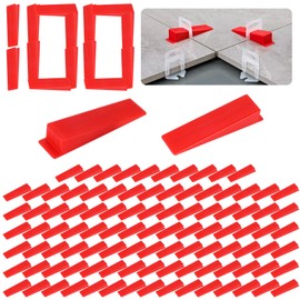 Lvjkes 100 Pieces Tile Wedges, Plastic Tile Levelling System for Exact Plane Laying of Tiles without Protrusions (Red)