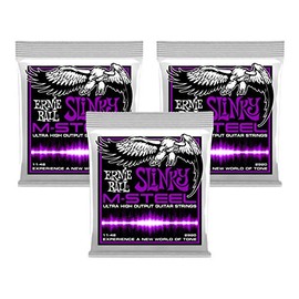 3 PACK Ernie Ball P02920 M-Steel Power Slinky Electric Guitar String Set