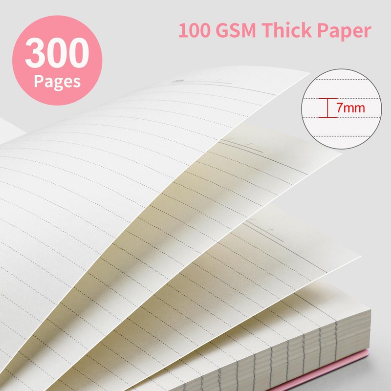 EMSHOI Notebook A5 Lined 100 g/m² Paper, 300 Pages -