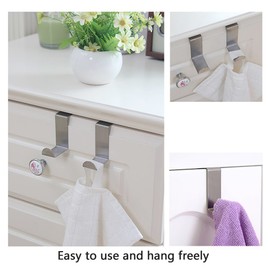 FOCCTS 6PCS Over Door Hooks 45MM Stainless Steel Reversible Hooks Cupboard and Drawer Hooks Coat Hooks Over Doors 1mm Thickness