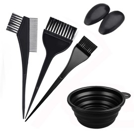 Hair Dye Mixing Bowl and Brush set, 5pcs Hair Dyeing Tool Set, Brush Double-Sided Comb, Dye Brush, Ear Cover, Hair Colouring Tools for Home Salon Beauty