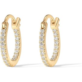 Hoop Earrings 14K Gold Hoop Earrings for Women Lightweight Gold Hoop Earrings with Dual-sided Cubic Zirconia Hoops Earrings Hypoallergenic Gold Hoop Earrings Gifts for Women, 30/15mm, Sterling Silver