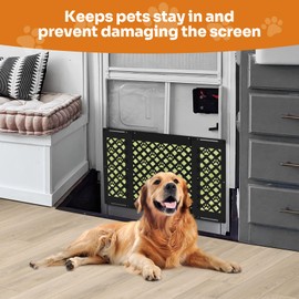 Adjustable RV Screen Door Protector — 21" - 31.5", Aluminum Alloy Camper Screen Door Protector for Dogs, Screen Defender for RV Door with Dog Paw Patterns