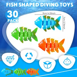 30 Pcs Pool Toys Fish Toy Pool Diving Toys Underwater Fish Sinking Toys Swimming Pool Toys Bath Toys for Girls Boys Pool Party Favors Summer Swimming Games Supplies Training Gift