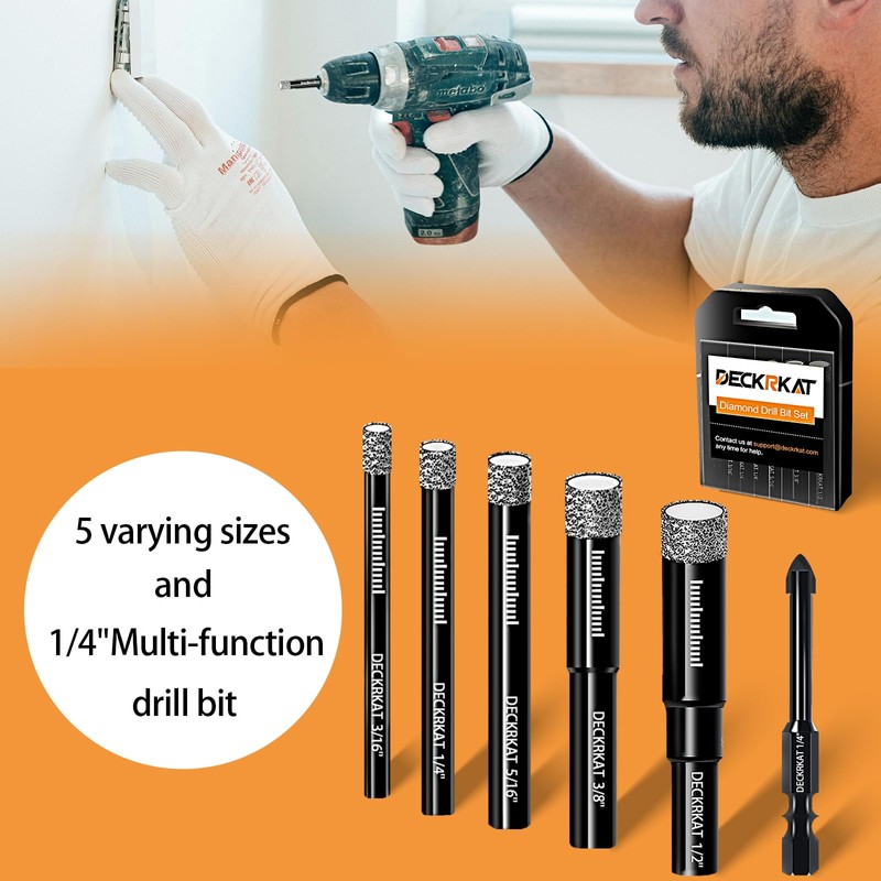 DECKRKAT 10-Piece Dry Diamond Drill Bits & TileDrill Bits -