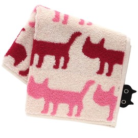 Blooming Atsuko Matano 000949-0004-01 Towel Handkerchief, Silhouette Cat (Pink), Women's, Hand Towel, Approx. 9.8 inches (25 cm), multicolor, Approx. 25 x 25 cm