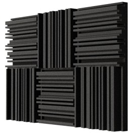 BXI Thick Acoustic Foam Panels, 30 X 30 X 5 cm 6 Pcs Broadband Sound Absorbing Foam, Dense Soundproof Padding Tile, Recording Studio Foam Absorber, Groove Decorative 3D Wall Ceiling Panel