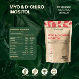 VITALBOTANICS MYO & D-CHIRO Inositol - Extracto en Polvo de 287g - Suplemento Alimenticio con Ingredientes Naturales - 70 Porciones