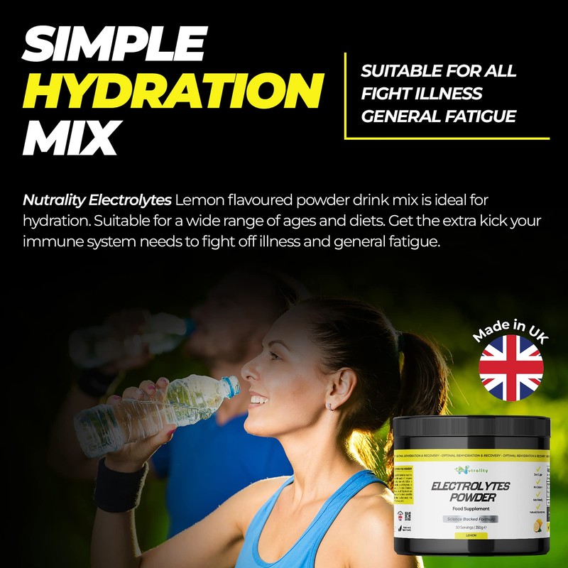 Nutrality Electrolytes Food Supplement Powder 350g – Refreshing Lemon Flavour.