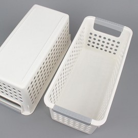 Plastic Simple Storage Basket with Handle Organizer 2ea