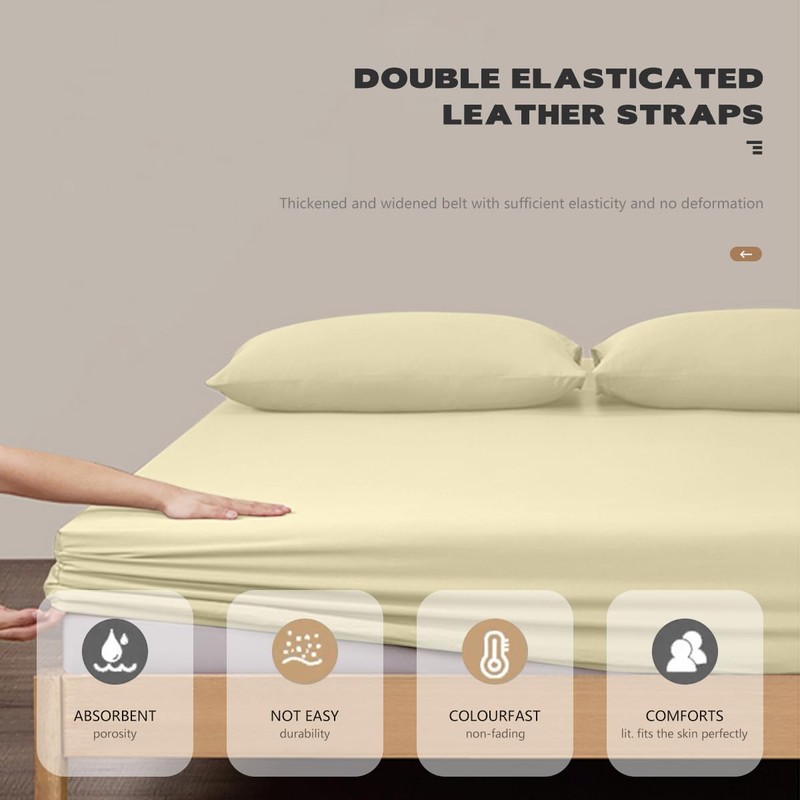 UHOUSEST Super King Size Fitted Sheet Cream, Extra Deep Sheets