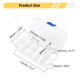 MroMax PP Component Storage Box, 129 x 68 x 22mm Plastic Organizer Adjustable Container 10 Removable Grids Tool Boxes for Electronic Component Small Accessories Transparent Color 2Pcs