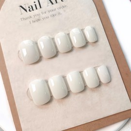 24Pcs Glossy White Press-on Nails- Short Square Full Cover Fake Tips for Women's Nail - Cute Solid White Acrylic Design for Women and Girls