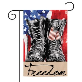 Independence Day Garden Flag Freedom Boots 12x18 Inch Double Sided Patriotism 4th of July Independence Memorial Day Flag Veteran Yard Outdoor House Farmhouse Decoration