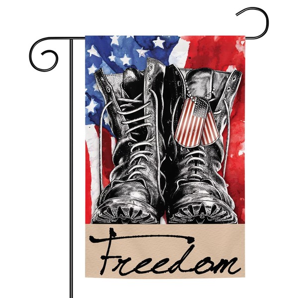 Independence Day Garden Flag Freedom Boots 12x18 Inch Double Sided