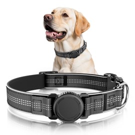 Waterproof AirTag Dog Collar - Reflective Comfortable Dog Collars with Air Tag Holder - GPS Dog Tracker Collar with Quick Easy Install - for Large Medium Small Dogs(Black, S)